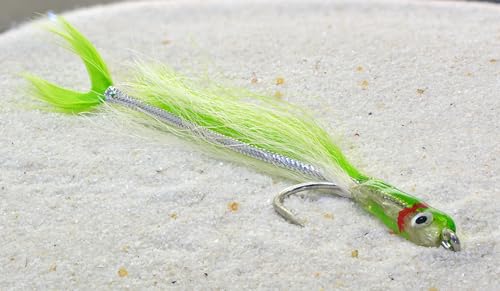 Surf Candy Fishing Fly - Chartreuse - Tied on Mustad Fly Hook #1/0-3ct Set of Flies