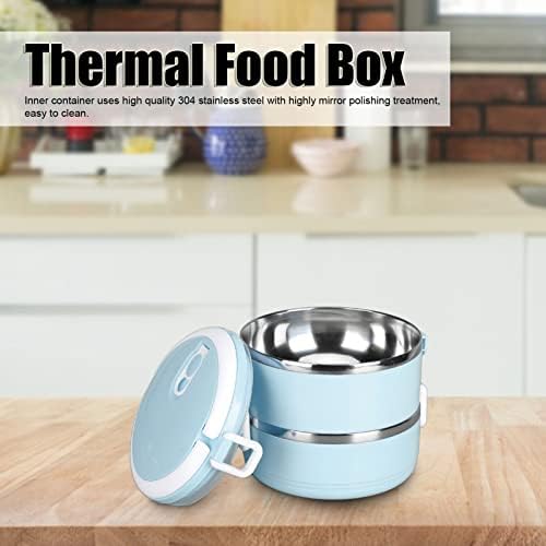 Stainless Steel Thermal Lunch Box, Portable Bento Box Food Container 2 Layer Stackable Leak-Proof Snack Box for School Office Work Home Picnic