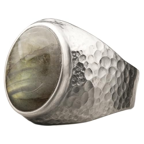 Natural Labradorite Men's Ring | 925 Silver