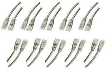 10 Pack, CAT5E Gray Ethernet Patch Cable, Snagless/Molded Boot, 7 Feet