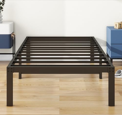 La Mejor Recopilación de Base Doble Individual al mejor precio. 46 HAHRIR Marco de Cama,35 cm de Plataforma de Metal Resistente con Almacenamiento Debajo de la Cama, No Requiere Somier, Soporte Doble Silencioso, Textura Negra (Individual)