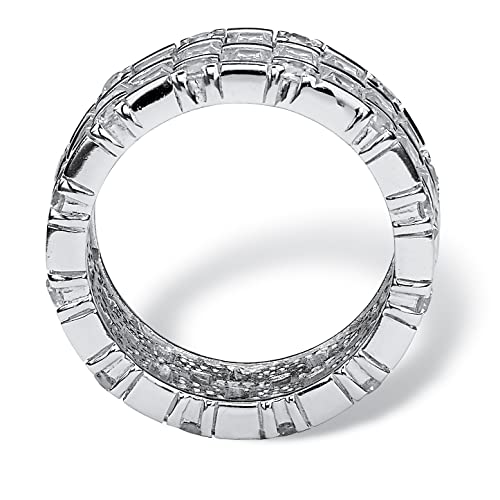 PalmBeach Platinum-plated Sterling Silver Baguette Cubic Zirconia Bridal Eternity Ring Sizes 6-102