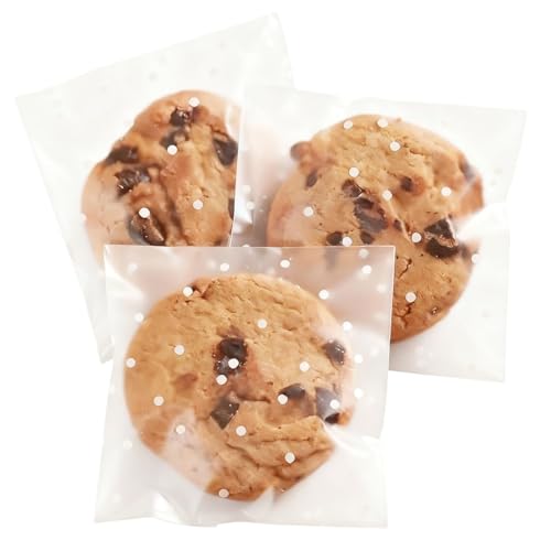 COMELY Self Sealing Cookie Bags 4x6 Inches, 100PCS Clear Cellophane Treat Bags for Packaging, Food Safe Adhesive Seal, for Bake Sale, Gift Giving, Valentine Treat Bags