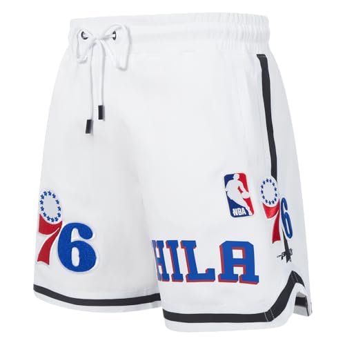 Pro Standard Mens NBA Philadelphia 76Ers Classic Chenille Athletic Short White/Royal Blue