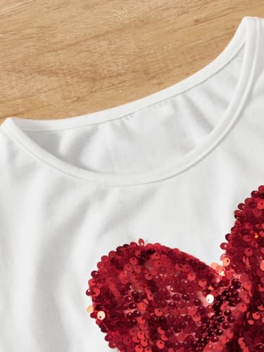 SweatyRocks Girl's Graphic Print Contrast Sequin T Shirt Scoop Neck Short Sleeve Tee Tops3