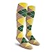 Argyle Golf Socks: Over-The-Calf - Khaki/Dark Green/Yellow - Mens