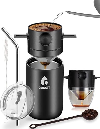 GOSOIT Portable Pour Over Coffee Maker and Insulated Mug Set