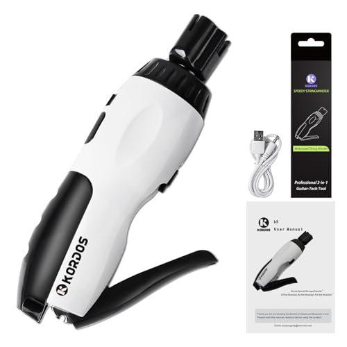 KORDOS Electric Guitar String Winder Tool, 3-in-1 220RPM Battery Powered Automatic String Winder, Cutter, Pin Puller, 4-hour Runtime for 50 Restrings, for Guitar/Bass/Mandolin