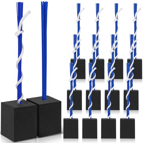 Shappy 12 Pieces Base Plug with Tassel Baseball Base Plugs Anchor Baseball Field Heavy Duty Anchor Plugs with Tassel for Baseball Field Drill Softball Bases Accessories (Blue)