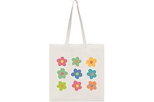 Haukea Canvas Tote Bag for Women Aesthetic Cute Flower Tote Bags Book...