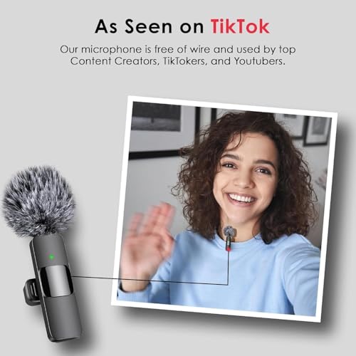 Image of K9 Dual Wireless Lavalier Microphone for Android /iPhone - 3-in-1 Collar Mic with USB-C & Lightning Plug | Furry Windscreens | Noise Cancellation, Vlogging, YouTube, Interviews, Reels for Kids and Adults. (Black)