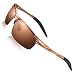 Produktbild DADA-PRO Sonnenbrille Herren Sportbrille Damen Polarisiert Verspiegelt Retro Fahren Fahrerbrille UV400 Schutz für Autofahren Reisen Golf Party und Freizeit (Braun/Nicht Vespiegelte Linse)