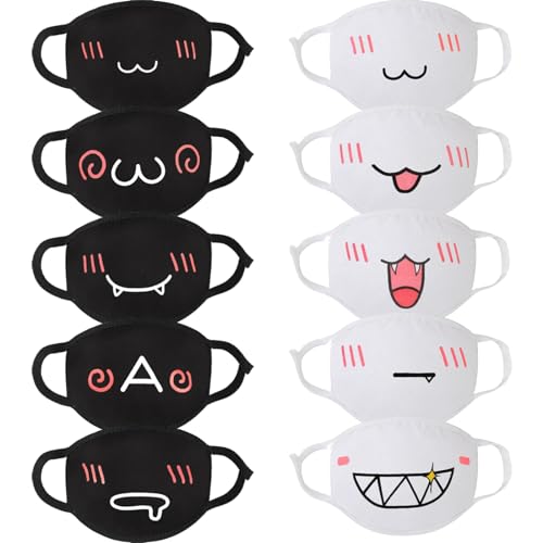 Generic 10pcs Cute Face Mask for Women & Men Black White Pink Reusable Washable Cotton Full Face Protection for Adult Teens