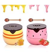 2PCS Bee Lip Balm Honey Pot,Honey Lip Balm With Honey Spoon,Honey Lip Mask Moisturizing Hydrating...