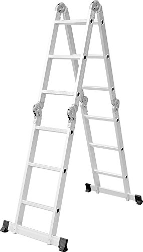 Comie 330lb 12.5ft Multi Purpose Aluminum Folding Step Ladder Foldable Lightweight Scaffold Ladder W/2 Plate