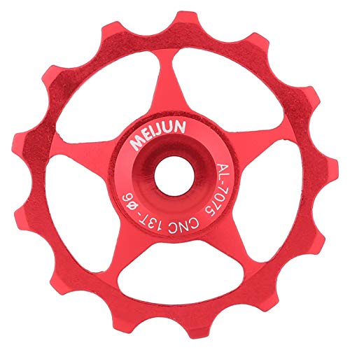 Schaltwerk Riemenscheibe, Fahrradumwerfer Schaltröllchen, Aluminium Rennrad Riemenscheibe Jockey Radlager Umwerfer Fahrrad Führungsrolle Riemenscheibe für Fast alle Mountainbikes(rot,13 Zähne)