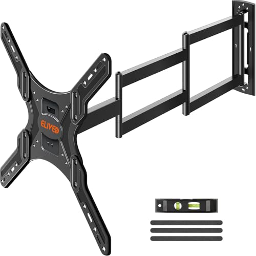 ELIVED Long Arm TV Wall Mount for Most 26-65 Inch TVs, 37.4 Inch Long Extension TV Mount Swivel and Tilt, Max VESA 400x400mm, Full Motion Wall Mount tv Bracket Holds up to 77 lbs.