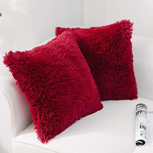 Image of Faux Fur Throw Pillow Covers for Couch Decorative Pillows 24x24 Inch