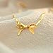 Rrdaily Fashion Bow Necklaces for Teen Girls 18k Gold Silver Dainty Snake Bone Necklace Titanium Steel Bowknot Bow Tie Titanium Steel Jewelry Gift for Women (G)