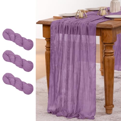 Chemin de table étamine MLMW lot de 3 sans repassage pour nappe trop simple