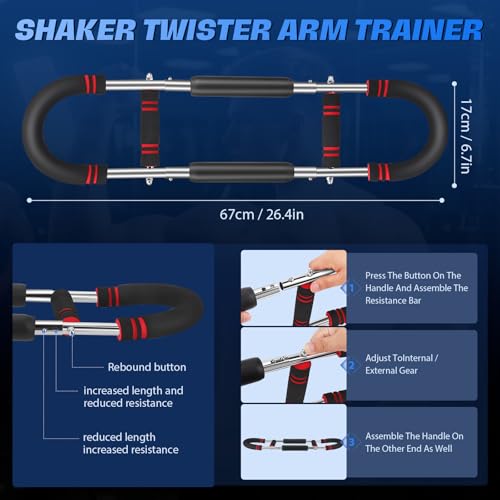 20-60Kg Verstellbares Twister-Armtrainer, Verstellbares Brusttrainingsgerät, Tragbarer Unterarmtrainer, Abnehmbares Design, 2-Stufen Federwiderstand Krafttrainingsgerä für Heimtraining
