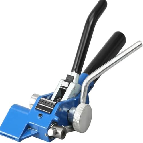Herramienta manual de prensa de correa de acero sin hebilla para flejar, sujetar y cortar, ideal para agrupar cables, tuberías y carteles
