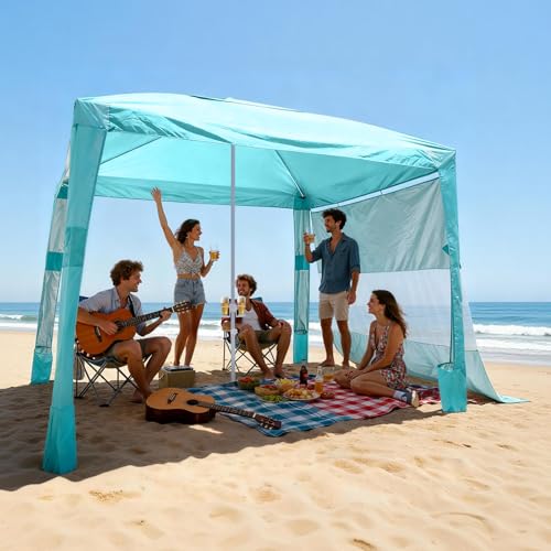 VEVOR Strand-Cabana, 2,4 x 2,4 m Strandzelt mit Seitenwand, UPF