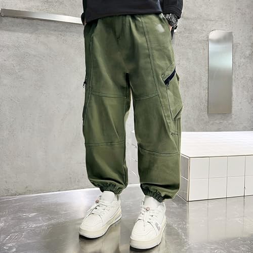Boys Cargo Joggers Kids Elastic Waist Baggy Pants Relaxed Fit Jogging Trousers with Zipper Pockets Hip Hop Streetwear3