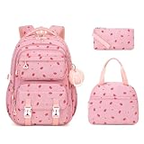 ASKSKY mochila, Morango rosa - 3 peças