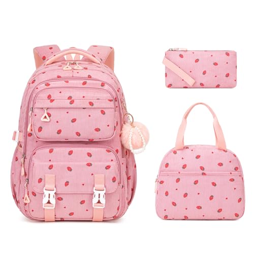 ASKSKY mochila, Morango rosa - 3 peças