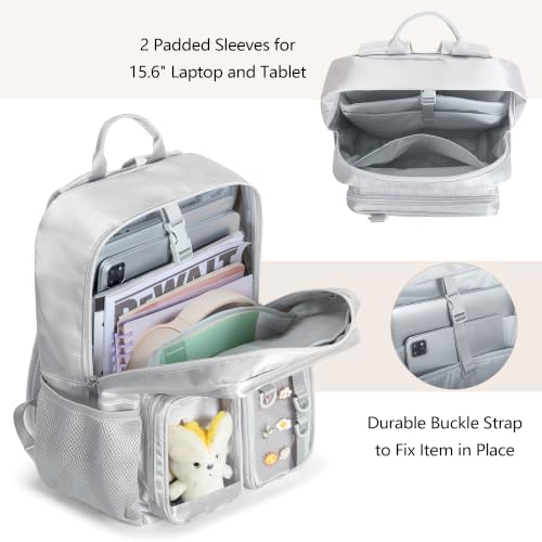 Image of Ita Bag Pin Display Backpack with Insert, Kawaii Aesthetic Backpack | Ita Backpack with 3 Clear-Window Pockets, Laptop Sleeve, Aesthetic Backpack for Cosplay & Concert(Pins NOT Included)