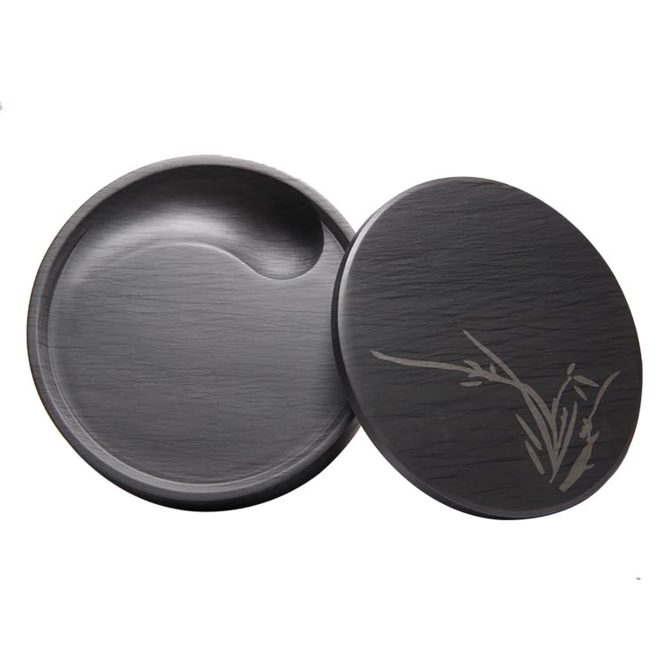 Natural Stone Inkstone She Ink Stone with lid Tai Chi Ink Stone Calligraphy and Painting 歙砚 太极砚