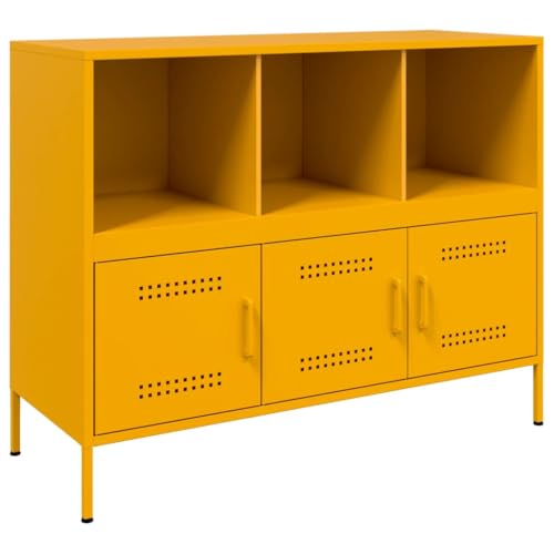 vidaXL Aparador Acero Amarillo Mostaza 100,5x39x79 cm, Armario Auxiliar, Mueble de almacenaje de Cocina, Armario de Pasillo, aparador de Comedor