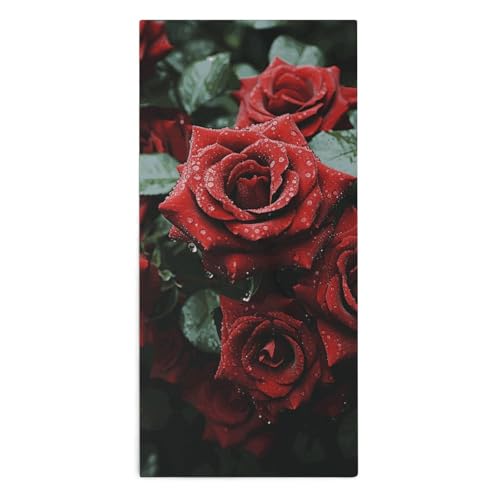 Serviette de bain rose rouge microfibre absorbante séchage rapide 72x35cm - 2