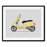 Custom Car Posters Handmade Poster compatible with Vespa Vintage Italian Scooter Print Wall Art Décor - 8x10 Satin Print (Unframed)
