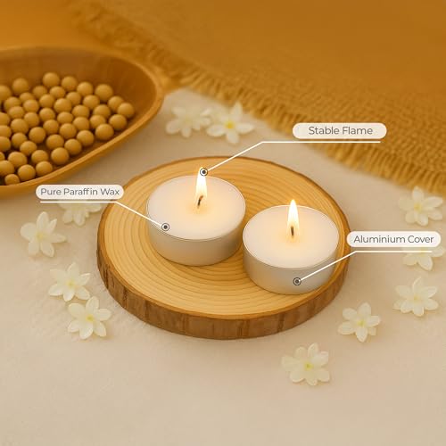 Image of Floryn Decor Unscented White Tealight Candles | Paraffin Wax | Smokeless, Lead-Free Cotton Wick | Long Burning Time -2-3 hrs. | Perfect for Decoration, Festivals, Weddings, |10 Grams Each. 150 Pcs