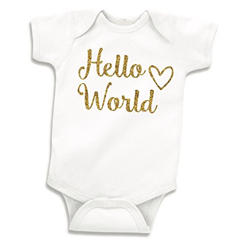 Hello World Baby Girl Coming Home Outfit Newborn Take Home Outfit Gold