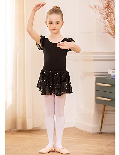Image of Arshiner Girls Ruffle Sleeve Ballet Dance Dress Tutu Skirted Leotard