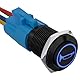 APIELE 19MM Momentan Hupentaste Druckschalter 12V, mit LED wasserdicht Momentary Drucktastenschalter mit vorverdrahtetem Stecker, Auto RV LKW Boot EIN/AUS Taste Schalter (blau)