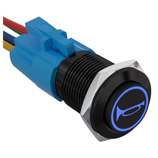 APIELE 19MM Momentan Hupentaste Druckschalter 12V, mit LED wasserdicht Momentary Drucktastenschalter mit vorverdrahtetem Stecker, Auto RV LKW Boot EIN/AUS Taste Schalter (blau)