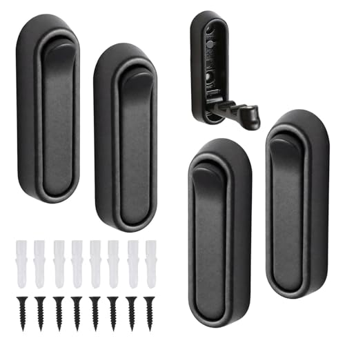 Eulihent 4 Pezzi Appendiabiti a Scomparsa,Ganci Pieghevoli Da Parete in Lega di Zinco,Gancio a Ribalta Nascosto Pieghevole a 90° per Cappotto e Borsa, per Bagno Cucina Camera da Letto Ufficio.(Nero)