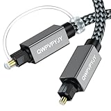 QWPVPYJY Optical Audio Cable, 16 Feet/5.0M Digital Optical Audio Cable for Soundbar Braided Metal Jacket Fiber Optic Cable, Compatible with Sound Bar, TV, PS4/5, Sony, Xbox, LG