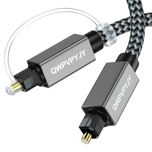 QWPVPYJY Optical Audio Cable, 6 Feet/1.8M Digital Optical Audio Cable, Optical Cable for Soundbar Braided Metal Jacket Fiber Optic Cable, Compatible with Sound Bar, Tv, Ps4/5, Sony, Xbox, Bose, LG