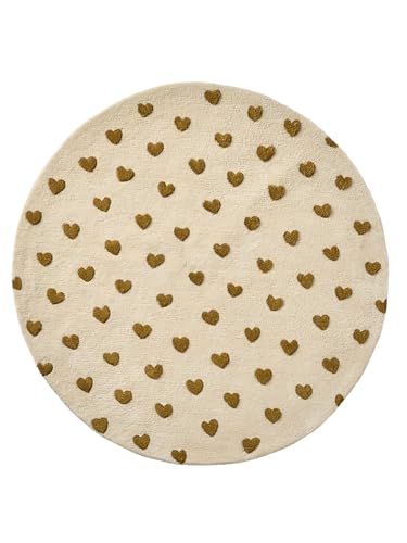 VERTBAUDET Tapis Rond Coeur Beige imprimé TU