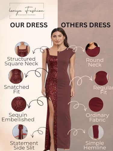 Image of Leriya Fashion Sequin Dress for Women | Black & Red Sequin Party Outfit Dress for Women | Bodycon Western Sequin's Dresses for Woman