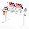 SMUG Standing Desk, Adjustable Height Electric Sit Stand Up Down Computer Table, 55×24 Inch Ergonomic Rising Modern Lift Motorized Gaming Desktop Workstation for Work Home Office – White