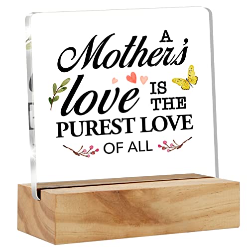 Mom Mother Gift From Daughter Son For Mother’s Day Christmas Birthday, Mother's Love Quote Gifts Clear Desk Decorative Sign Acrylic Plague With Wood Stand #TOP2