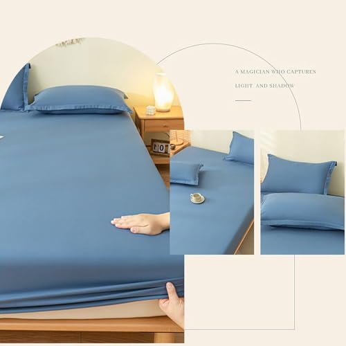 Drap housse coton anti-plis élastique pour sommier sans glissement