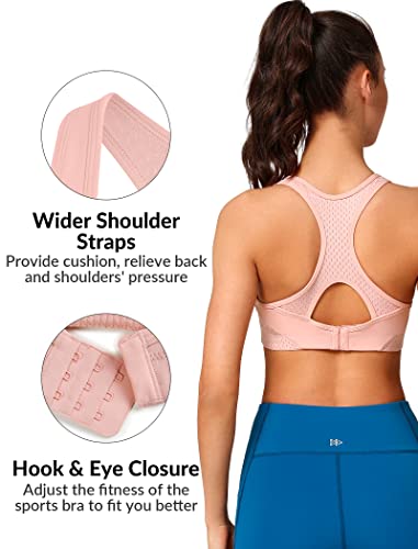 Yvette Sports Bras For Women High Impact Racerback Workout Sports Bra High Support For Large Bust Plus Size, Pink,Xl #TOP2