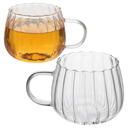 STOBOK 2Pcs Clear Mug, 350ml Glass Mugs Pumpkin...